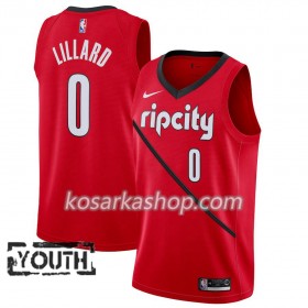 Dres Portland Trail Blazers Damian Lillard 0 Nike 2018-19 Crvena Swingman - Dječji